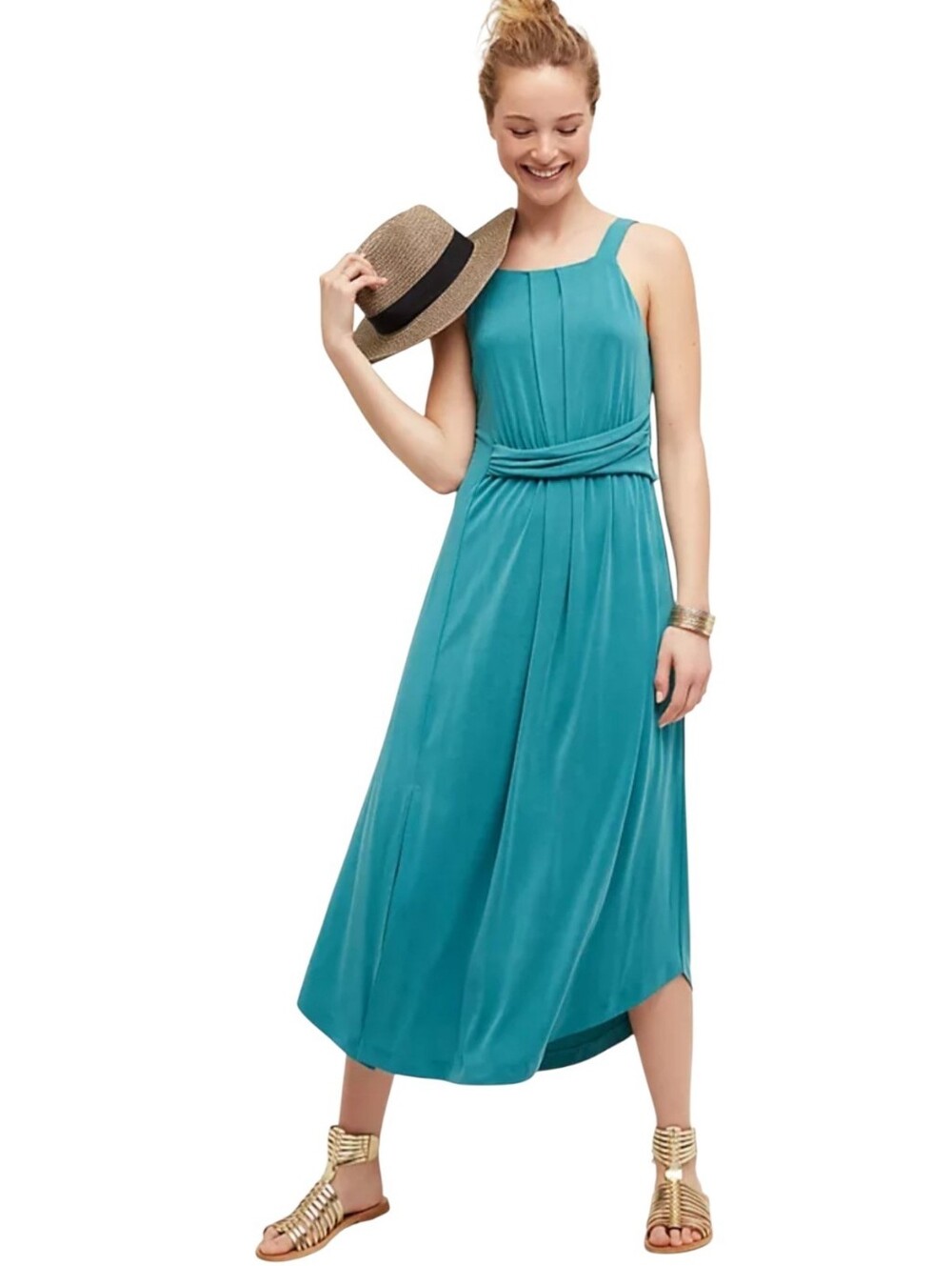Anthropologie‎ Maeve Azores Teal Green Halter Maxi Dress Size Medium